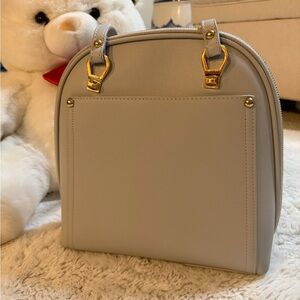 NEW! Elegant Light Gray Leather Backpack